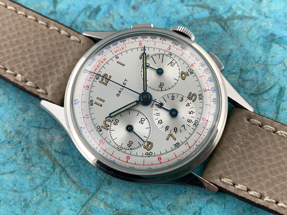 Gallet Stopwatch Chronograph Stop Watch Stainless Steel Vintage w/ Original Box Gallet Multichron Chronograph | Vintage Venus 188 Swiss  main image 2