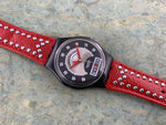 Vintage NOS Swatch Originals GB418 Red Flame Plastic/Leather Quartz 1995 VERY RARE!