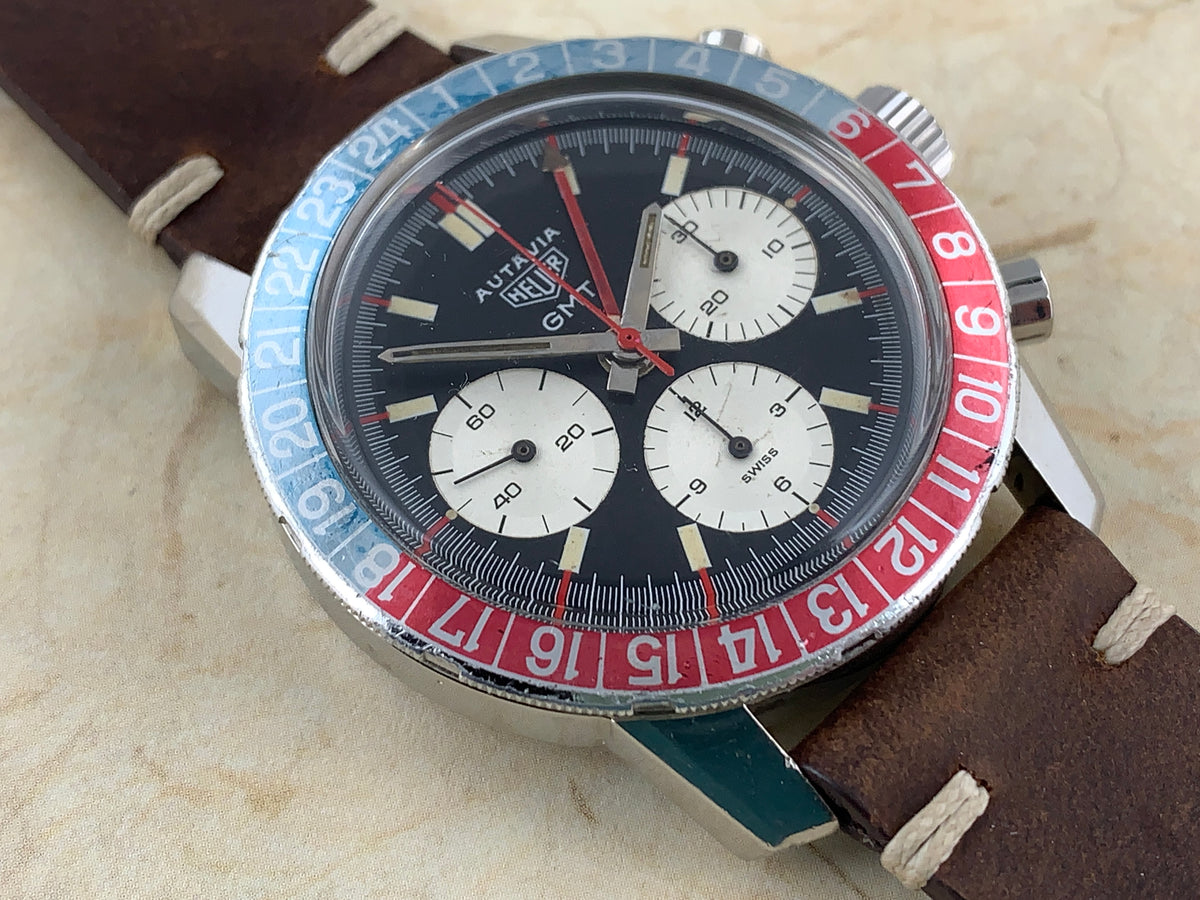 Heuer Autavia GMT Mark 3 Stainless Steel Diver Chronograph Hand