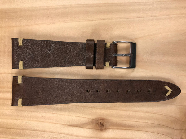 Umber Brown Handmade & Hand-stitched Italian Leather Strap | 22mm X 16mm - Back In Time International | Back In Time International