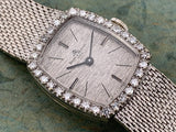 Baume & Mercier 14K White Gold and Diamond Hand Wind Mechanical Cushion