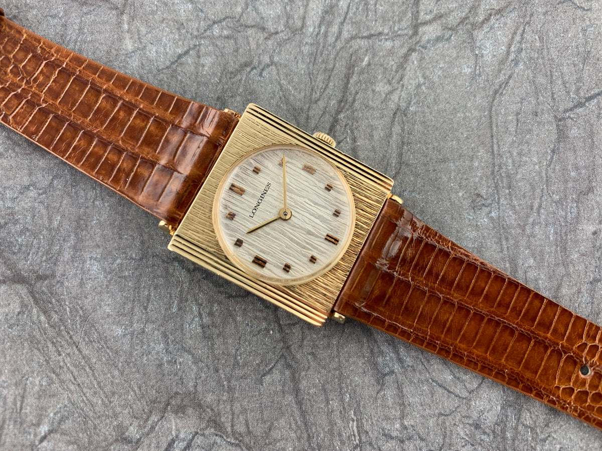 Vintage Longines 14K Yellow Gold Hand wind Mechanical Square