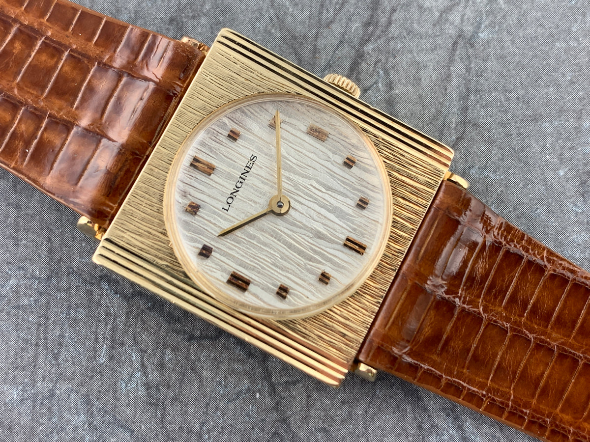 Vintage Longines 14K Yellow Gold Hand wind Mechanical Square