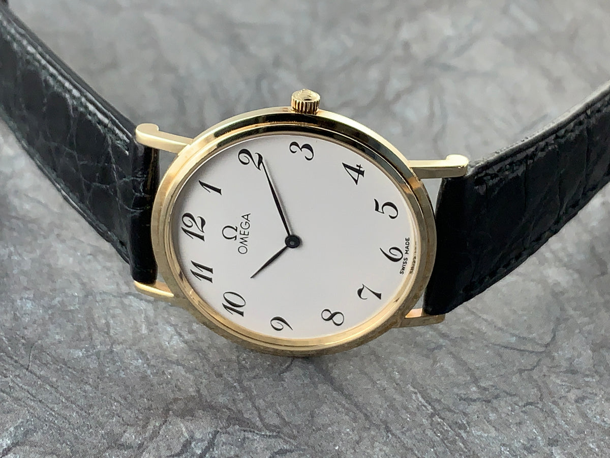 Omega 14K Gold Round Thin Quartz Dress Watch Ref# 191.746 | Back In Time International ... Omega 14K Gold Round Thin Quartz Dress Watch Ref# 191.746 | Back In Time International ...