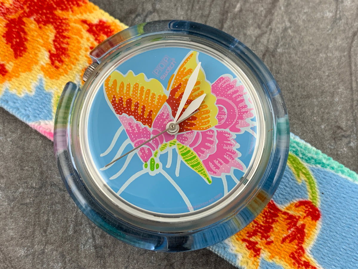 Vintage NOS Swatch Originals POP MIDSIZE Watch Fleurs D Ete PMK112
