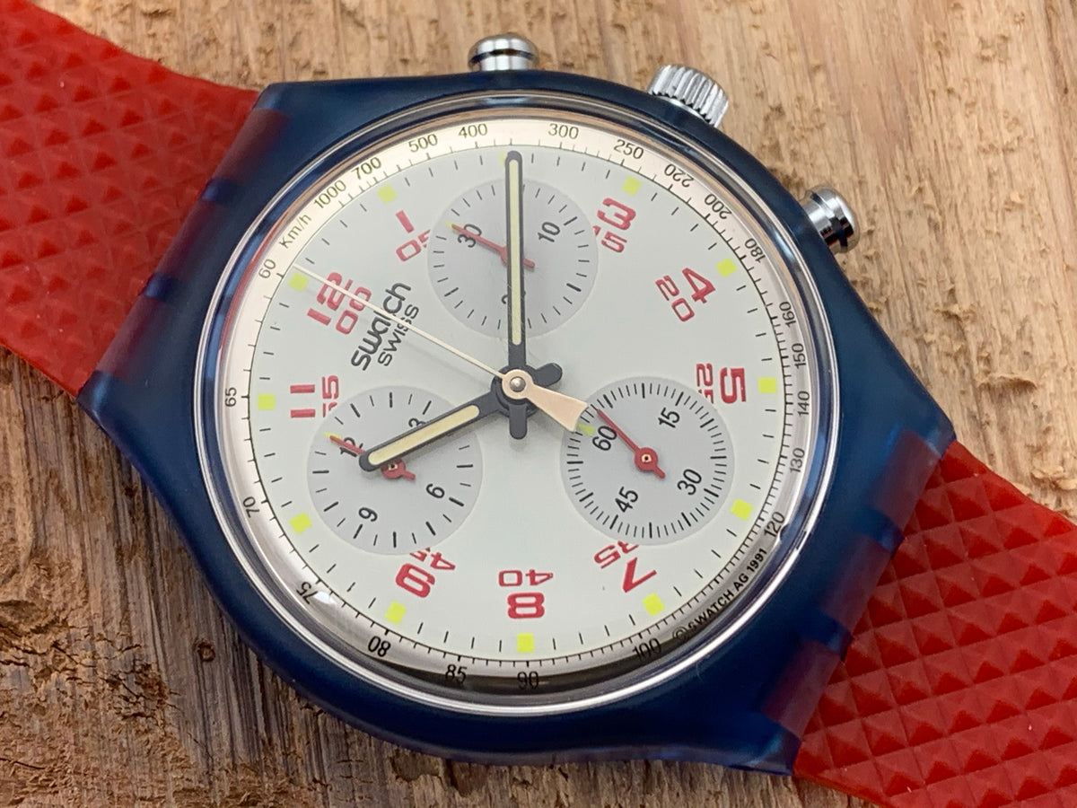 Vintage NOS Swatch Originals Chronograph JFK SCN103 Plastic Quartz 1992  VERY RARE!