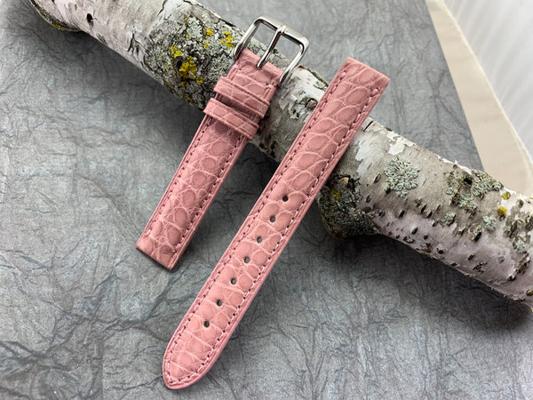 Light Pink Hadley Roma Genuine Matte Alligator USA Made Strap 14mm X 14mm