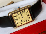 Vintage Cartier must de Cartier Gold Over 925 Sterling Silver Vermeil Tank Quartz