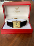 Vintage Cartier must de Cartier Gold Over 925 Sterling Silver Vermeil Tank Quartz