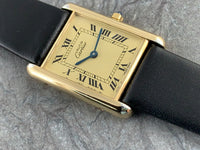 Vintage Cartier must de Cartier Gold Over 925 Sterling Silver Vermeil Tank Quartz