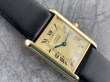 Vintage Cartier must de Cartier Gold Over 925 Sterling Silver Vermeil Tank Quartz