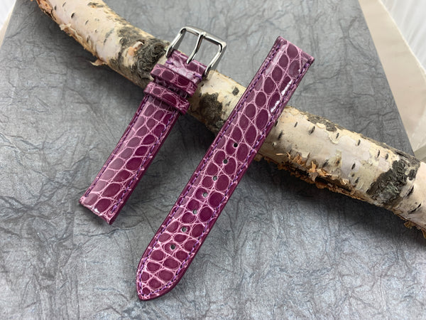 Purple Hadley Roma Genuine Shiny Alligator USA Made Strap 20mm X 18mm