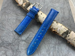 Blue Super High Quality Genuine Shiny Lizard Quick Change USA Made Strap 18mm X 16mm