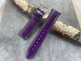Purple Super High Quality Genuine Shiny Lizard Quick Change USA Made Strap 20mm X 18mm