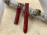 Red Hadley Roma Genuine Shiny Alligator USA Made Strap 14mm X 14mm