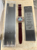 Vintage NOS Swatch Originals Chronograph Windmill SCK103 Plastic/Leather Quartz 1993 RARE!