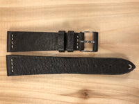 Dark Coffee Brown Handmade & Hand-stitched Italian Leather Strap | 20mm X 16mm - Back In Time International | Back In Time International