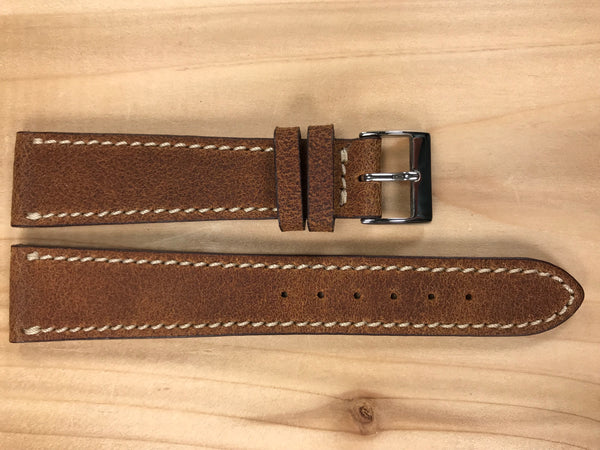 Tan Handmade & Hand-stitched Italian Leather Strap | 20mm X 16mm - Back In Time International | Back In Time International