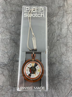Vintage NOS Swatch Originals POP POCKET Watch Pocket Mix PPK101 Plastic Quartz With Chain 1994 VERY RARE!