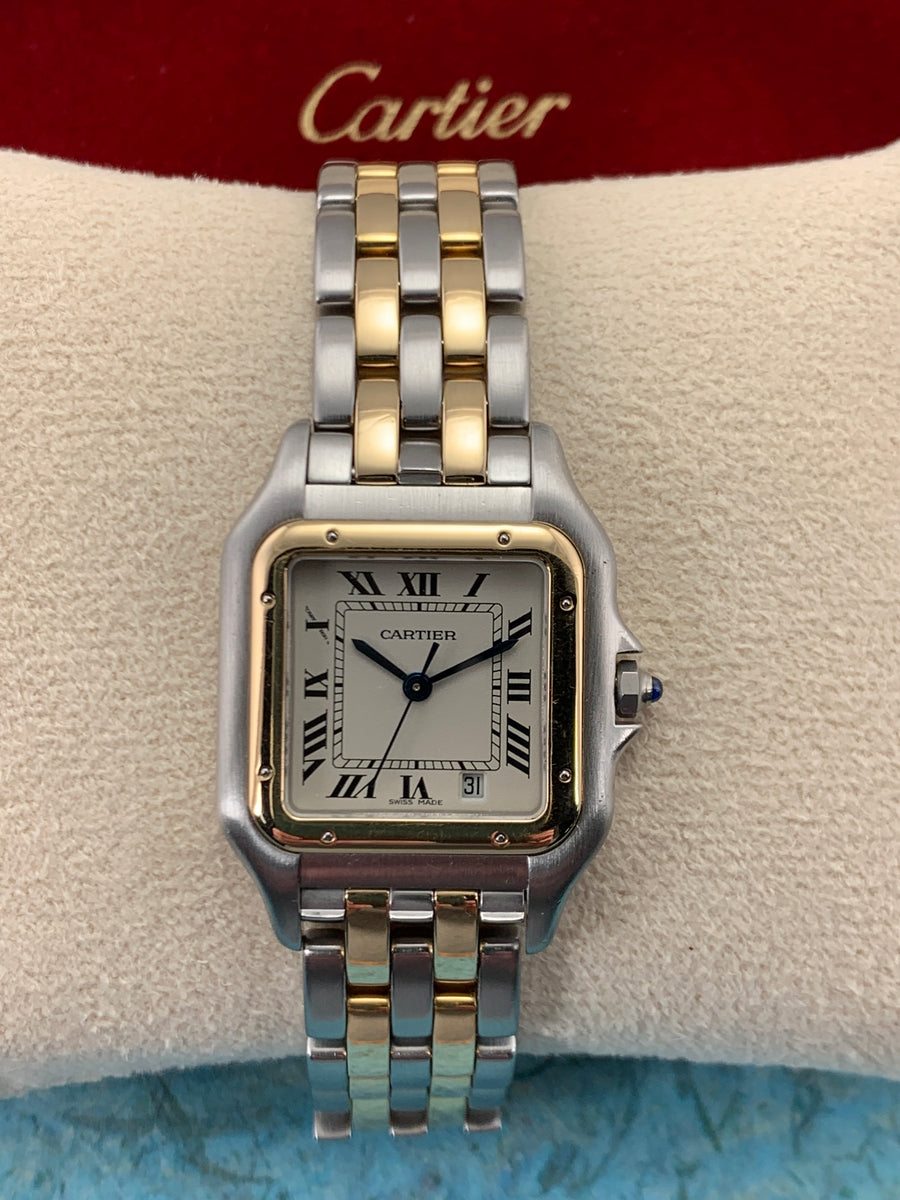 Cartier Panthere MidSize Date Stainless Steel 18K Quartz Ref