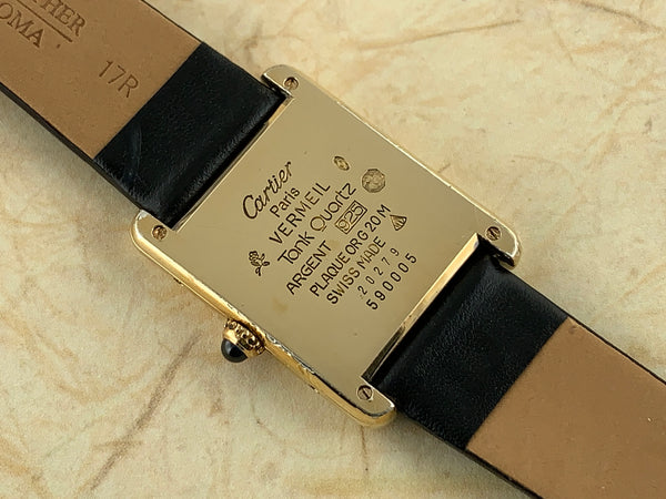 Vintage Louis Cartier Tank Mens Watch Argent 925 Gold Plated 