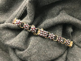 Art Deco Bohemian gold over 900 silver and rose cut garnet bracelet - Cool Vintage | Back In Time International