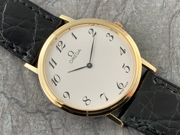 Omega 14K Gold Round Thin Quartz Dress Watch Ref# 191.746 | Back In Time International ... Omega 14K Gold Round Thin Quartz Dress Watch Ref# 191.746 | Back In Time International ...