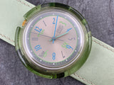 Vintage NOS Swatch Originals POP MIDSIZE Watch Asparagus PMK111 Plastic Quartz 1996 VERY RARE!