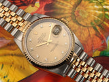 Rolex Oyster Perpetual Datejust Stainless Steel/18K Gold with OEM Diamond Dial 16233