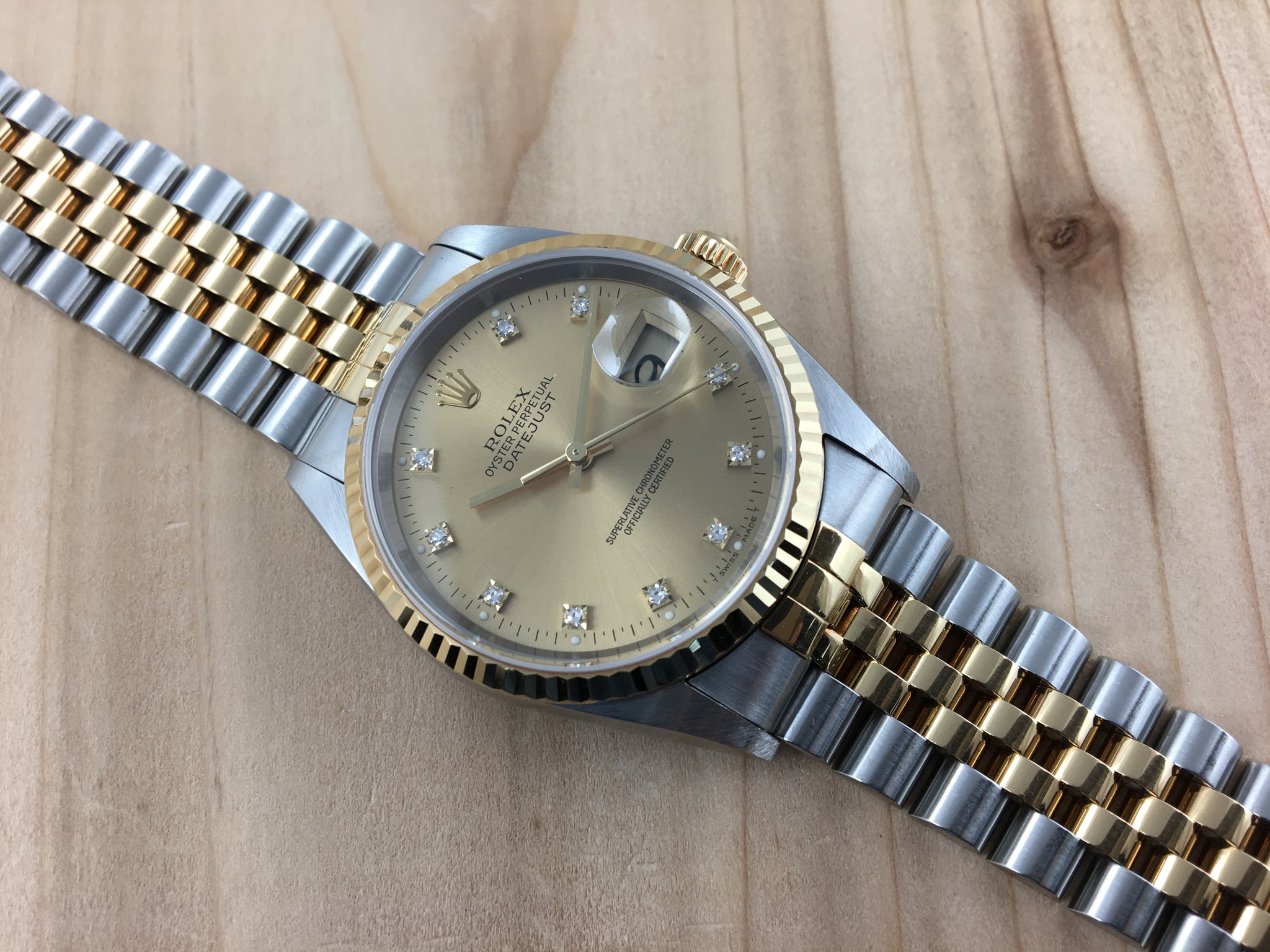 Rolex Oyster Perpetual Datejust Stainless Steel/18K Gold with OEM Diam ...