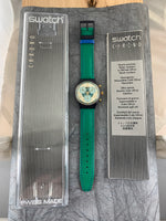 Vintage NOS Swatch Originals Chronograph Performance SCN108 Plastic/Leather Quartz 1994 VERY RARE!