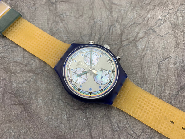 Vintage NOS Swatch Originals Chronograph Pearl Frame SCN401 Plastic Quartz 1994 RARE!