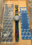 Vintage NOS Swatch Originals Chronograph UNlimited SCZ103 50TH Anniversary of the United Nations Special Package Edition Plastic Quartz 1995 VERY RARE!
