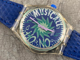 Vintage NOS Swatch Originals Musicall Tone In Blue SLK100 Plastic Quartz Jean Michel Jarre 1993 RARE!
