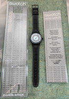 Vintage NOS Swatch Originals Stop Watch SSM101 Black Deco Plastic Quartz 1994 RARE!