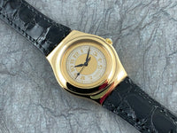 Vintage NOS Swatch Irony MID-SIZE YLG103 Le Grand Soir Gold Tone Stainless Steel Quartz 1996 RARE!